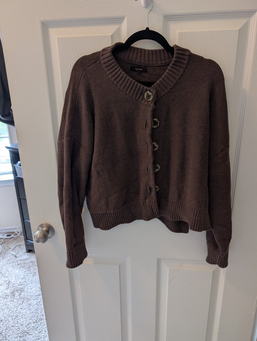 Quince Dark Brown Button-Front Women's Cardigan